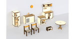 Кукольная мебель деревянная "Кухня", 9 предметов