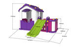 Игровой домик с забором и горкой, цвет фиолетовый