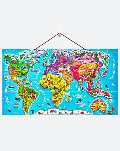 Пазл «Магнитная карта Мира», 92 детали