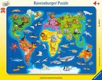 Пазл «Карта мира с животными», 30 деталей