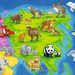 Пазл «Карта мира с животными», 30 деталей