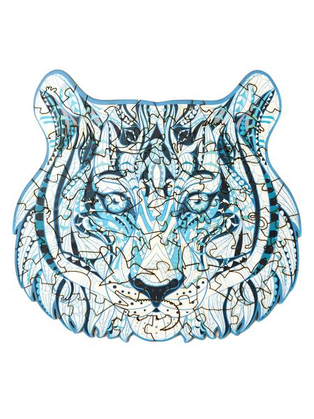 Пазл фигурный "Тигр" синий, S (А5)