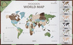 Карта мира из дерева (Multicolor), 60х105 см