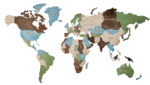 Карта мира из дерева (Multicolor, 3 уровня), 100х181 см