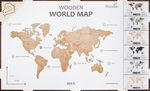 Карта мира из дерева (Natural), 60х105 см