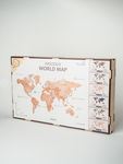 Карта мира из дерева (Natural), 72х130 см