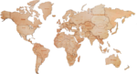 Карта мира из дерева (Natural, 3 уровня), 60х105 см