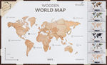 Карта мира из дерева (Natural, 3 уровня), 60х105 см