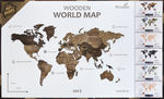 Карта мира из дерева (Venge, 3 уровня), 60х105 см
