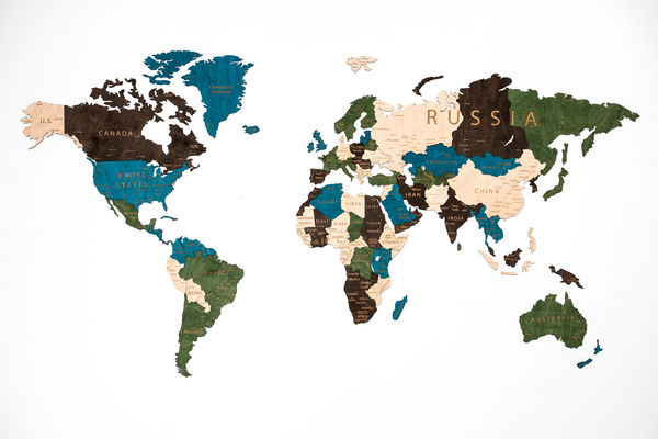Карта мира из дерева English (Multicolor), 60х105 см по цене 2490.0 руб