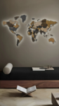 Карта мира из дерева + подсветка (Scandy, 3 уровня), 100х181 см