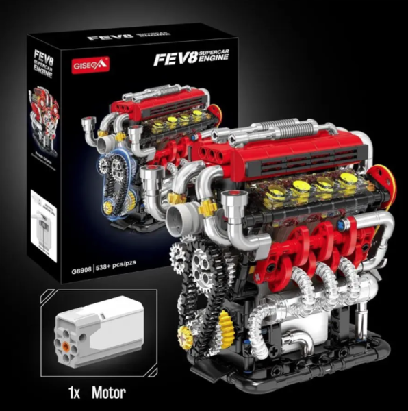 Конструктор Двигатель V8 Twinturbo (538 деталей)