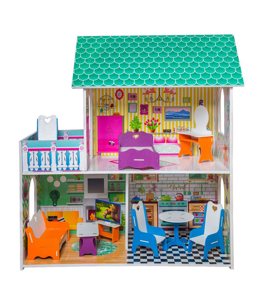 Бирюзовый кукольный домик для Барби, 90 см